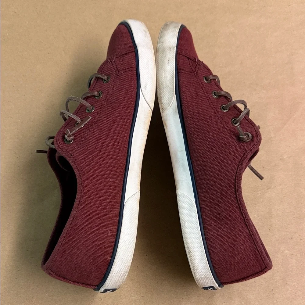 SPERRY Burgundy Canvas Sneakers - Women’s Comfy Slip-On Shoes - US Size 11 - Picture 11 of 13